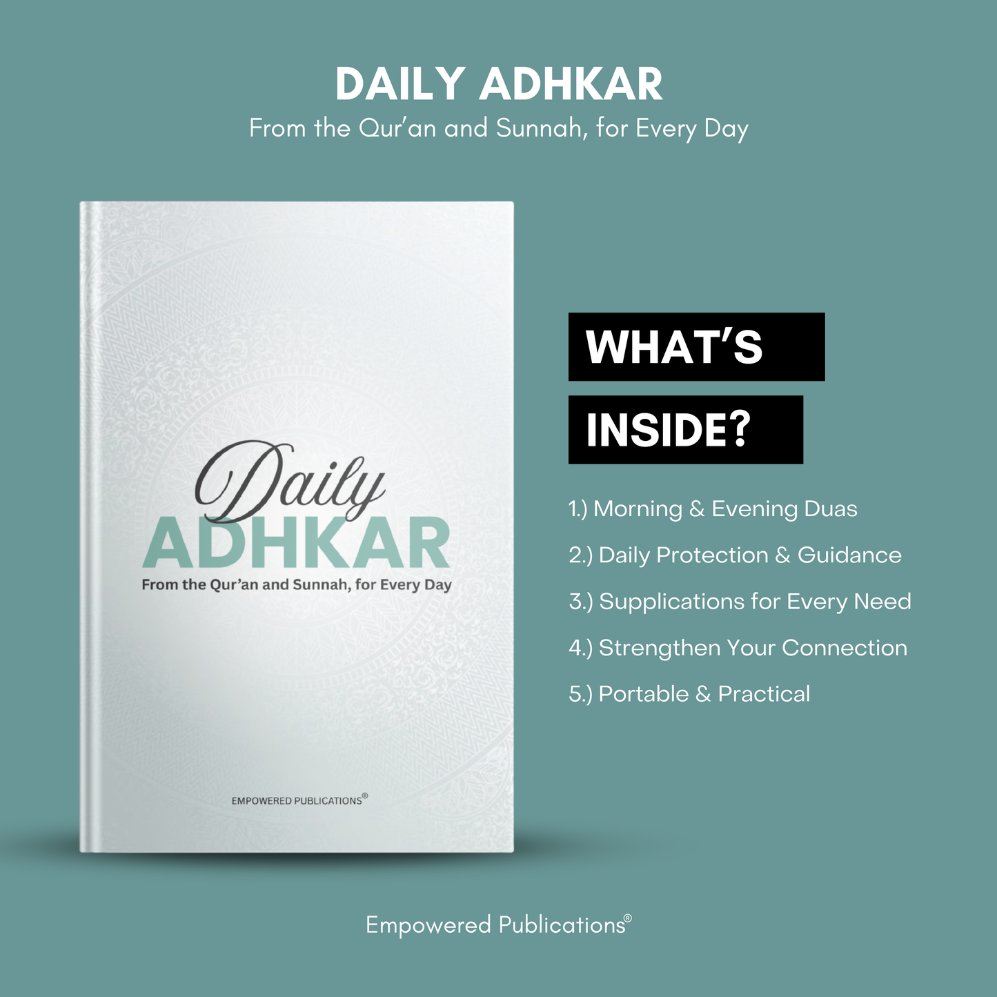 Daily Adhkar - (A6 - Pocket Size) English Translation | Translitertaion | Arabic Text